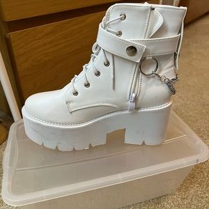 Platform white boots size 8